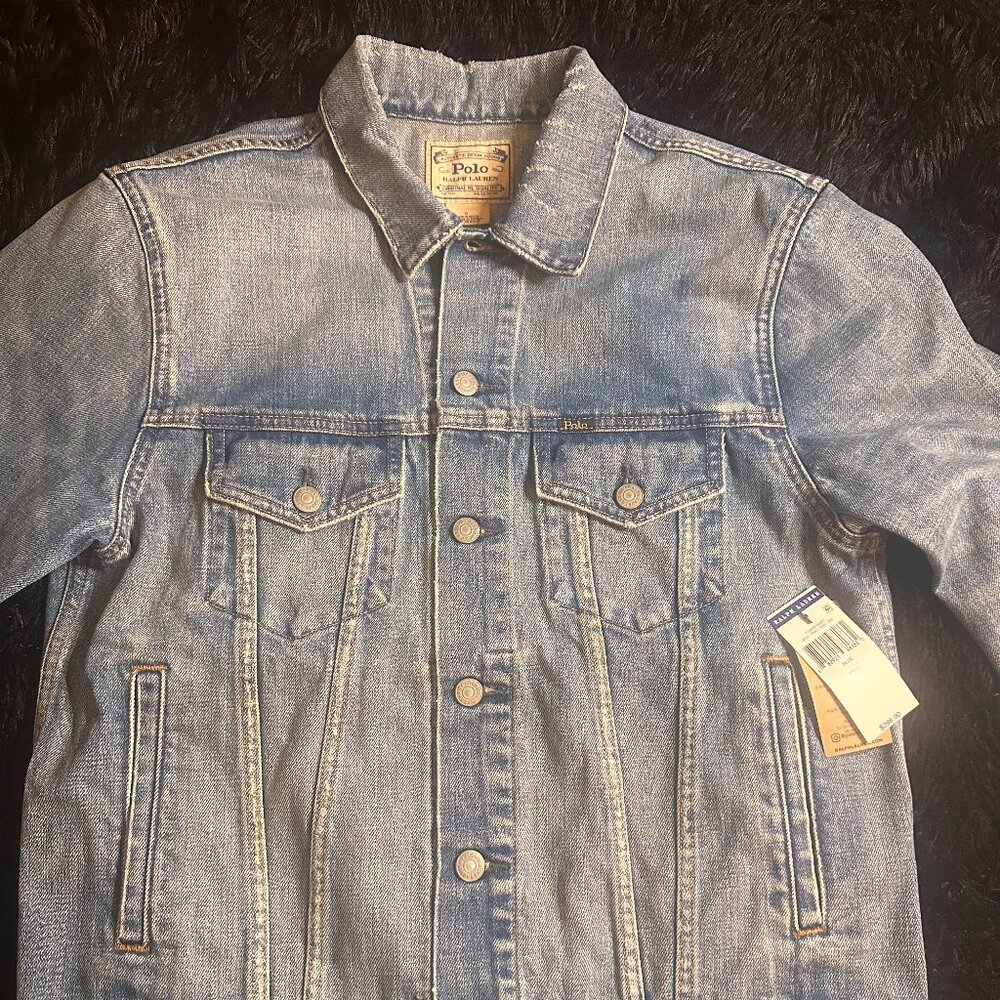POLO RALPH LAUREN Men Denim Jacket Size M Tall Alpine World Cup Racing